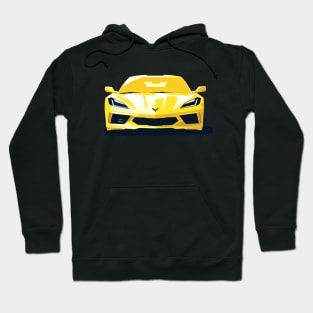 C8 Racing Accelerate Yellow sportscar retro design vintage style supercar Classic car vibes with a white C8 Retro flair for C8 enthusiasts Hoodie